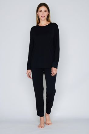 Joop Pyjama JOOP, Damen, Gr. 36, schwarz, Jersey, Obermaterial: 95% Modal, 5% Elasthan, bequem lang, Rundhals, Homewear-Sets Pyjama, Langarm, Regular Fit, 