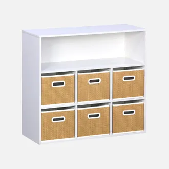 Sweeek Mueble Infantil Con 6 Cestas De Fibra Vegetal