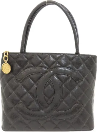 Chanel Black Grained Calfskin Tote Bag (Pre-Owned)