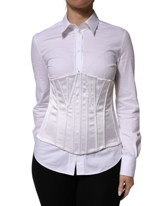 Dolce & Gabbana Womens White Polyamide Waist Cincher Bustier Corset Top