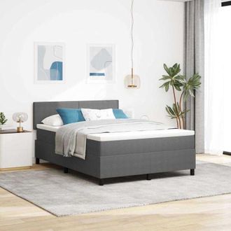 vidaXL Vidaxl Cama Con Base Tapizada Con Colch&oacute;n&luz Led Gris 140x200 Cm Tela De Pana