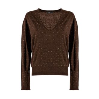 Nenette Maglia con micro strass - Dames - Truien - Bruin - Maat: XS