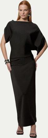 Karen Millen Dropped Waist Asymmetric Maxi Dress in Black at Nordstrom, Size X-Small