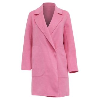 Theory Double-Breasted Coat in Pink Wool