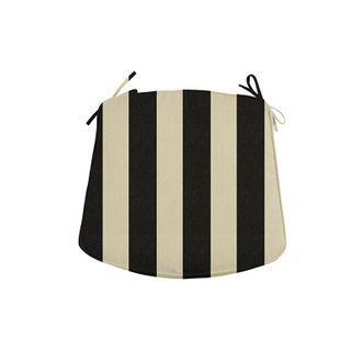 Ballard Designs Replacement Chair Cushion - 21x18.5 - Box Edge, Canopy Stripe Black/Sand Sunbrella - Ballard Designs