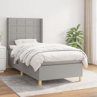 vidaXL Vidaxl - Cama Box Spring Con Colch&oacute;n Tela Gris Claro 90x190 Cm