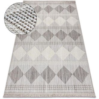 RugsX Rugsx - Alfombra Nano Eo61a Diamantes, Bucle, Tejido Plano Gris / Blanco Beige 160x220 Cm