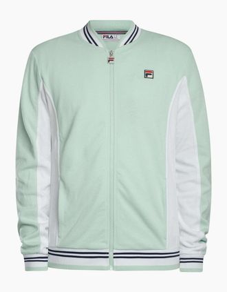Fila Mens Fila Settanta Baseball Track Top Jacket Surf Spray/White/Fila Navy - Green - Size: 42/Regular