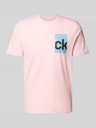 Calvin Klein Jeans T-Shirt mit Label-Print in Rosa, Gr&ouml;&szlig;e L