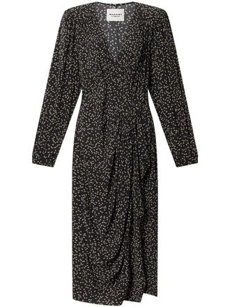 Isabel Marant Scattered Print Midi Dress with V-Neckline