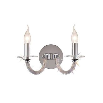Netlighting Elena Wall Lamp Switched 2 Candle Light Polished Chrome Crystal in Grey