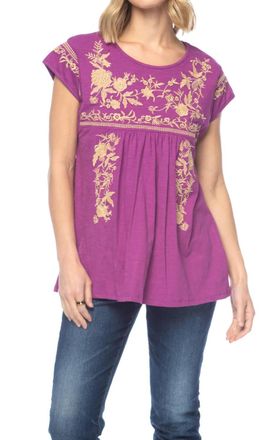 Tolani Anice Cap Sleeve Blouse In Purple