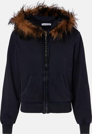Acne Studios Shearling-trimmed cotton jersey hoodie