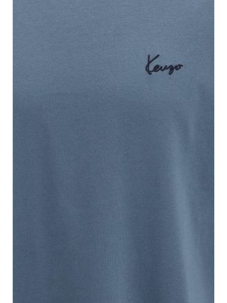 Kenzo Mens T-Shirt Signature Embroidered Cotton Anthracite T-Shirts And Polos