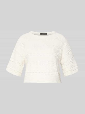Max Mara H&auml;kelpullover aus reiner Baumwolle Modell ORCHE in Ecru, Gr&ouml;&szlig;e XXL