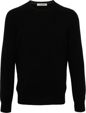La Fileria Truien & Vesten, Heren, Zwart, 4Xl, Kasjmier, Zwarte Cashmere Crew Neck Sweater