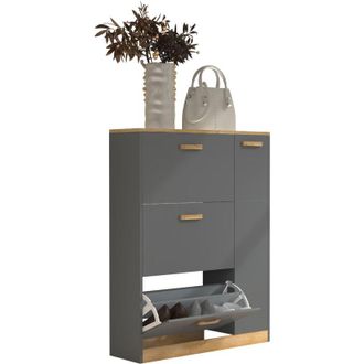 VCM Vcm Estante De Madera Kipper Estante De Zapatos Gabinete De Zapatos Tipper 3 Solapas 1 Puerta De Torneado Halom L (blanco)