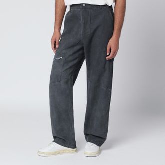 Represent Washed Effect Black Cotton Trousers
