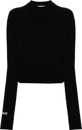Sportmax intarsia-logo sweater - women - Cashmere/Wool - L - Black
