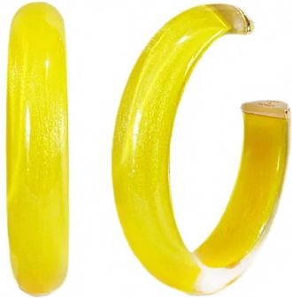 Gold & Honey Womens Medium Illusion Lucite Hoop Earrings In Banana