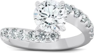 Pompeii3 Certified 3 Ct Diamond Engagement Ring Twisted Band 14k White Gold Lab Grown