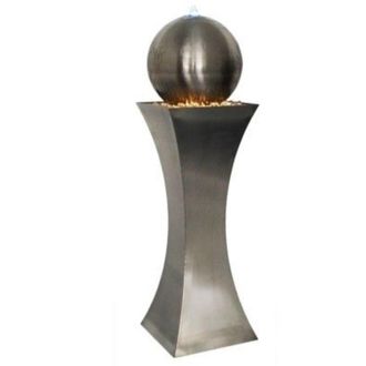 PRIMROSE Brushed Hourglass & Sphere Water Feature with Lights in Silver