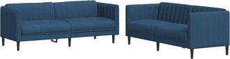 vidaXL Juego De Sof&aacute;s 2 Piezas Tela Azul Vidaxl