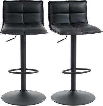 HOMCOM Bar Stools Set of 2 Swivel Height Adjustable Barstools Black