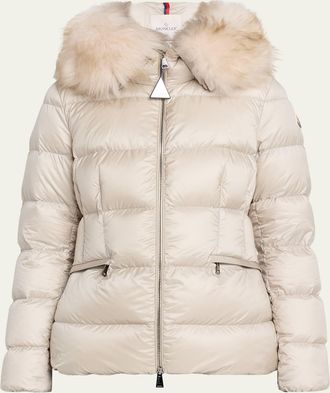 Moncler Boed Hooded Shearling-Trim Down Jacket