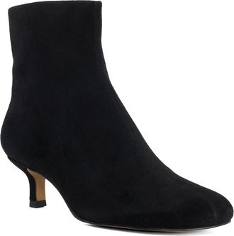 Dune London Womens Ladies Orina - Asymetric Kitten Heel Suede Ankle Boots - Black - Size UK 8