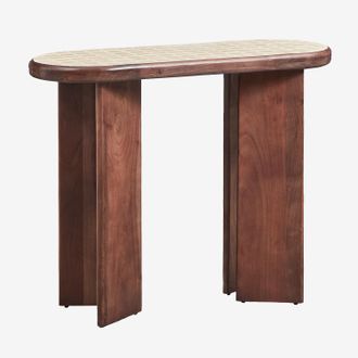 Sklum Consola Recibidor 100x40 Cm En Madera De Acacia Y Azulejos Aitana Sklum