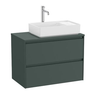 Roca Mueble Ona Para Lavabo Sobre Encimera A La Derecha Con Dos Cajones Con Cierre Amortiguado, Verde Mate (onadesk80v)
