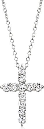 Ross-Simons Lab-Grown Diamond Cross Pendant Necklace in Sterling Silver