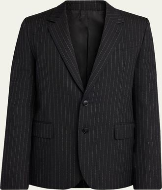 Alexander McQueen Mens Metallic Hairline Stripe Single-Breasted Sport Coat