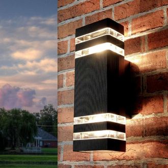 Licht-Erlebnisse Lampada da parete per esterni dal design moderno Up Down Faretto Spott Applique per con attacco E27 IP54 per balcone giardino RIO