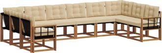 vidaXL Conjunto De Sof&aacute;s De Exterior 10 Uds. Natural Y Beige Vidaxl