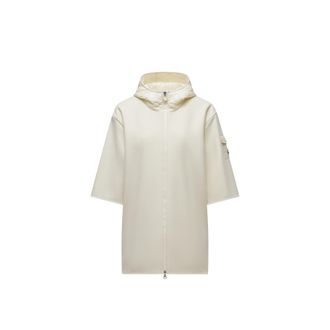 Moncler Wool Hooded Zip-up Cape White Size One size