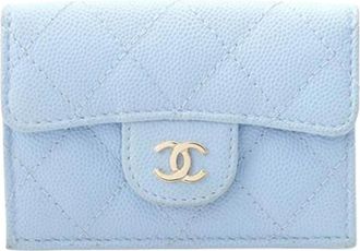 Chanel Pre-owned Tri-fold Portemonnee - Dames - Vintage Accessoires - Blauw - ONE Size - Leer - Vintage