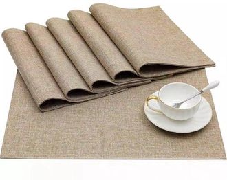 OEM Set Da 6 Pezzi Di Tovagliette In Tessuto A Doppio Strato, Tovagliette Beige, Tovagliette In Lino, Tovagliette Antimacchia, Tovagliette Extra Spesse E 