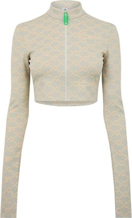 Off-white Womens Off White Cropped Turtleneck Slim Fit Athletic Top in Green - Size 6 UK