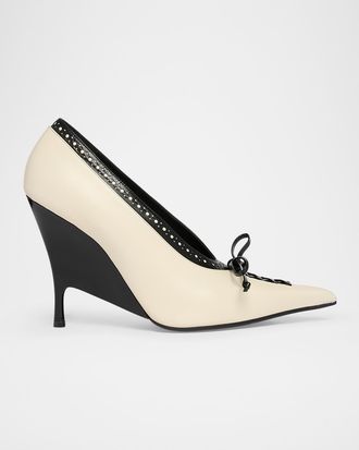Alexander McQueen 110mm Koko Leather Wedge Pumps