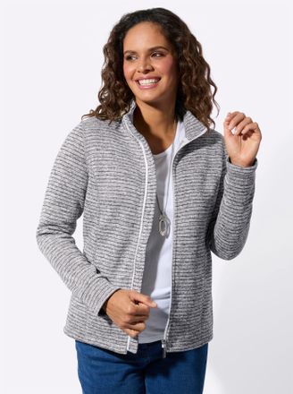 Casual Looks Fleecejacke CASUAL LOOKS, Damen, Gr. 36, hellgrau, meliert, 100% Polyester, Besatz:8% Elasthan, 92% Polyester, meliert, Jacken Fleecejacke