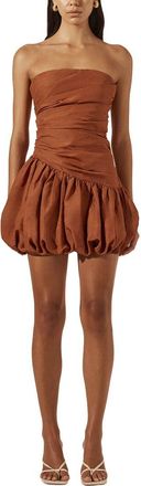 Shona Joy Celeste Strapless Linen-Blend Bubble Mini Dress
