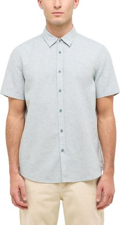 Mustang Kurzarmhemd MUSTANG Herren Style Berkeley, Herren, Gr. 3XL, US-Gr&ouml;ssen, gr&uuml;n (gr&uuml;n 6461), Web, 55% Leinen, 45% Baumwolle, meliert, regular fit, Hemden