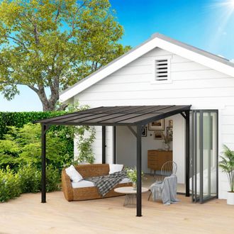 OUTSUNNY 3 x 3(m) Pergola Kit Gazebo with UPF 50+ & Waterproof Polycarbonate Roof in Dark Grey
