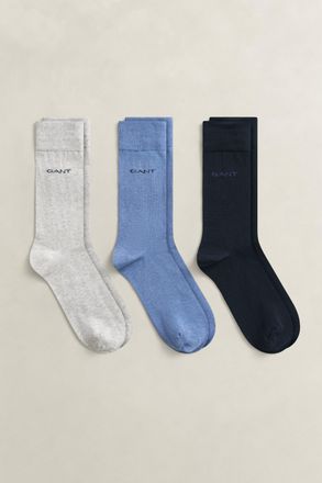 GANT Men 3-Pack Mercerized Cotton Socks (43-45) DENIM BLUE MELANGE
