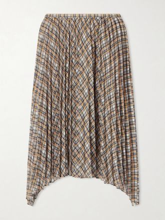 Acne Studios Gonna Midi Asimmetrica In Chiffon A Quadri Pliss&eacute; - Grigio