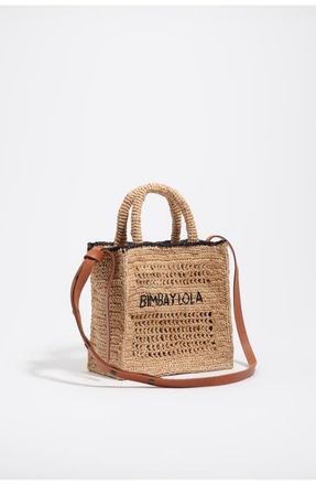 Bimba & Lola Medium Raffia Crossbody Bag in Natural at Nordstrom