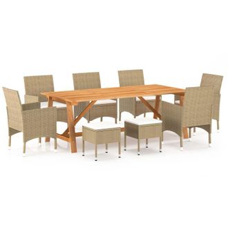 vidaXL Juego De Comedor De Jard&iacute;n 9 Piezas Beige Vidaxl