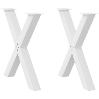 vidaXL Patas Para Mesa De Comedor En Forma De X (2 Unidades), Color Blanco, 80 X (72-73) Cm, Acero Vidaxl